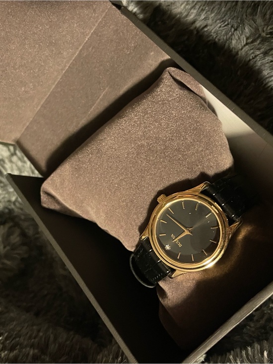 Bulova Accessories - Bulova Gold-Tone Men's Watch with Black Dial and Black Leather Strap